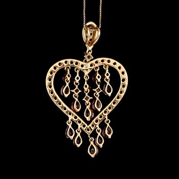 HÄNGE MED KEDJA, 14 K guld, diamanter samt flerfärgade rosa safirer.