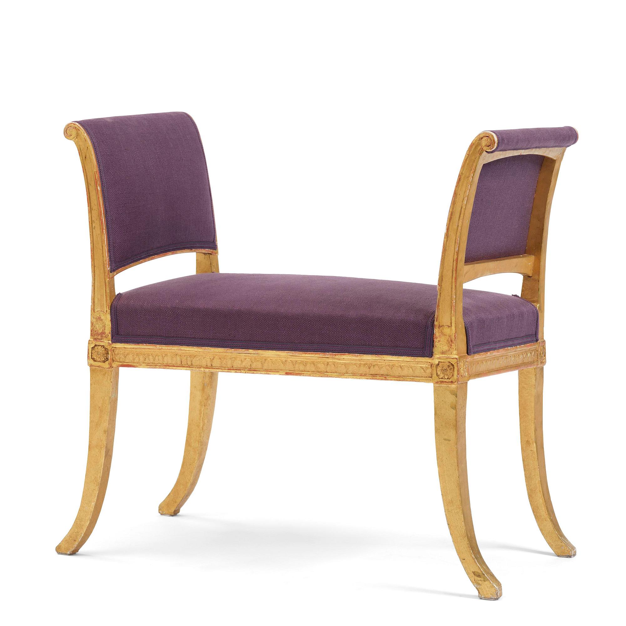 A late Gustavian giltwood stool, Stockholm, late 18th century.