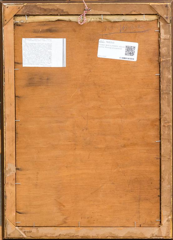 AGNES WIESLANDER, olja på pannå. Monogramsignerad.