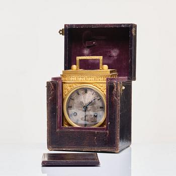 A late empire mantel clock, mid 19th century.