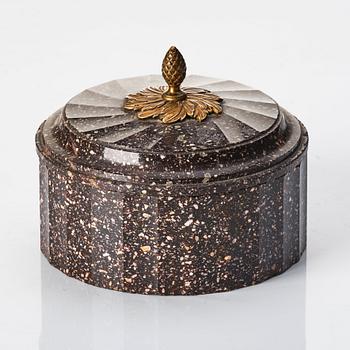 A Swedish Empire 19th century porphyry butter box.