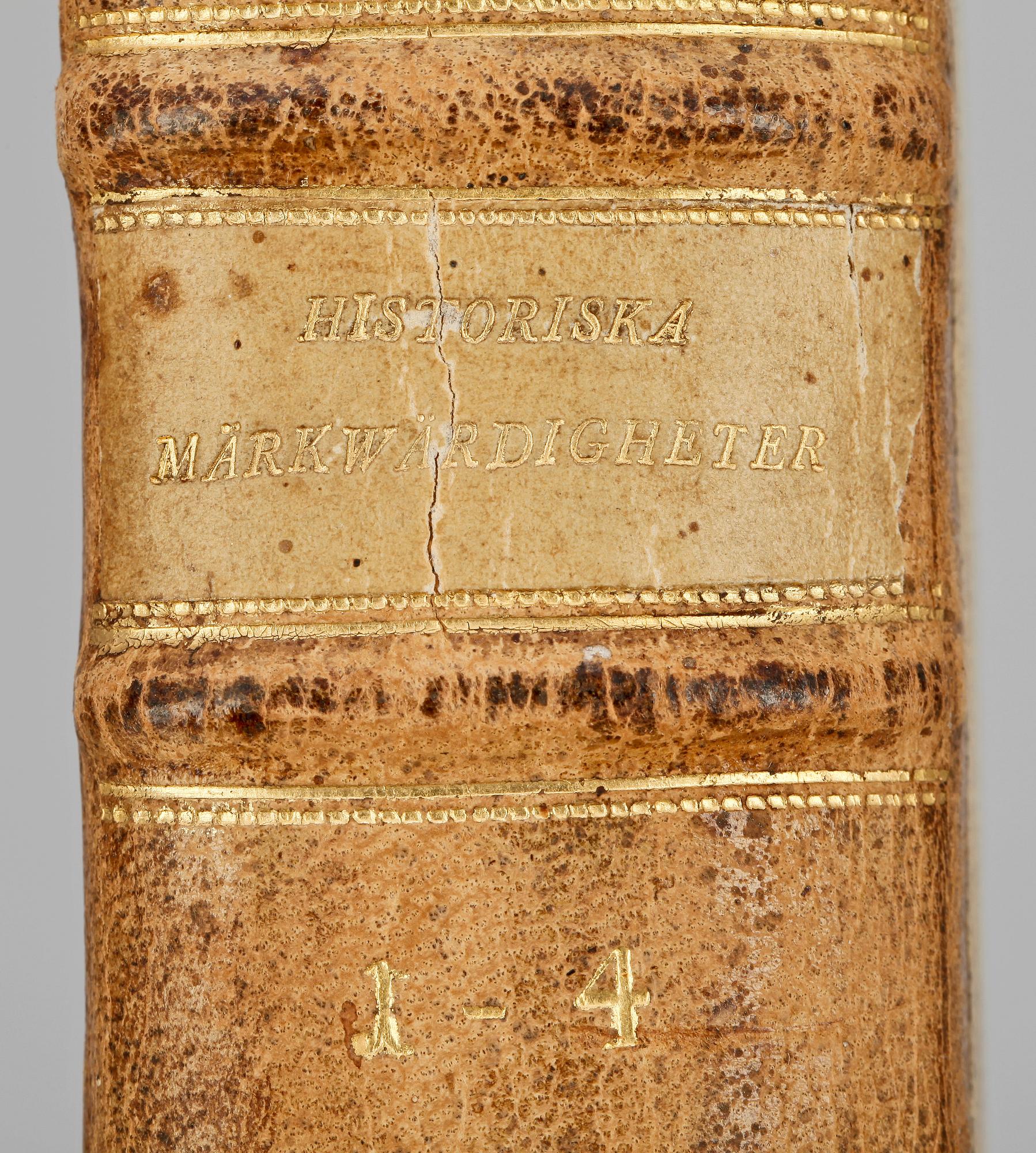 BOK, "Historiska Märkwärdigheter til Uplysning af Swenska häfder" 1-4, av Samuel Loenbom, Stockholm 1768.