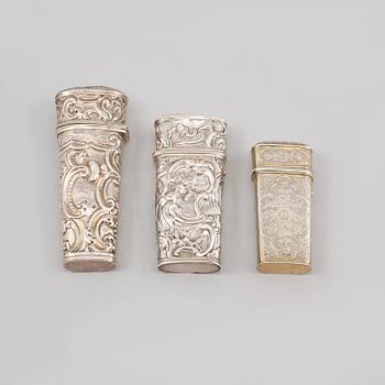 DOSOR, 3 st, silver, 1700- och 1800-tal, vikt 94 gram.