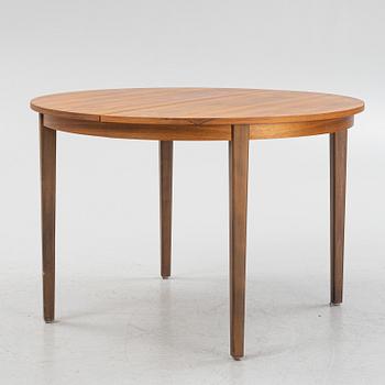 A walnut veneer dining table, 1950-60s.