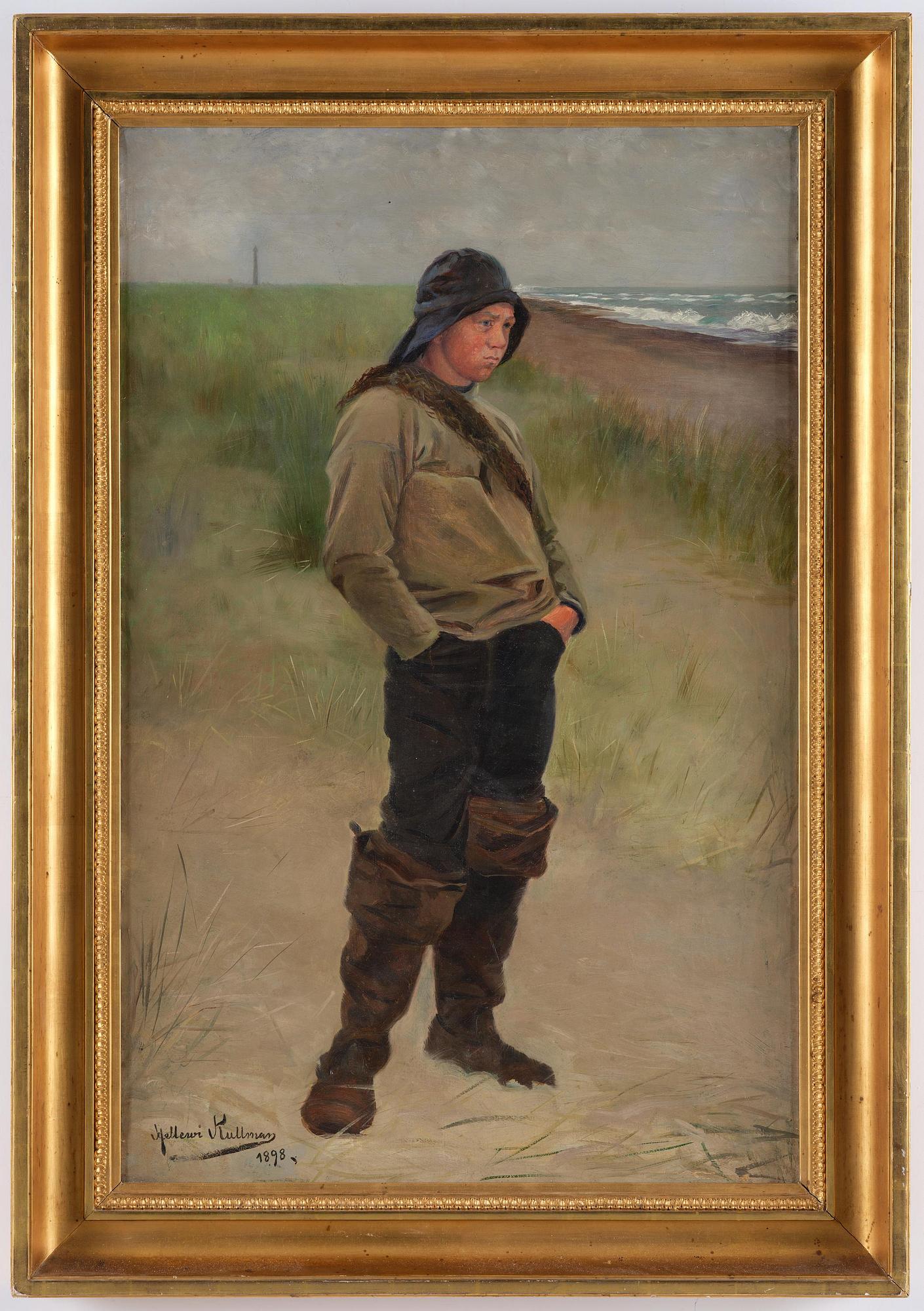 Hellewi Kullman, Ung fiskare vid stranden, Skagen.
