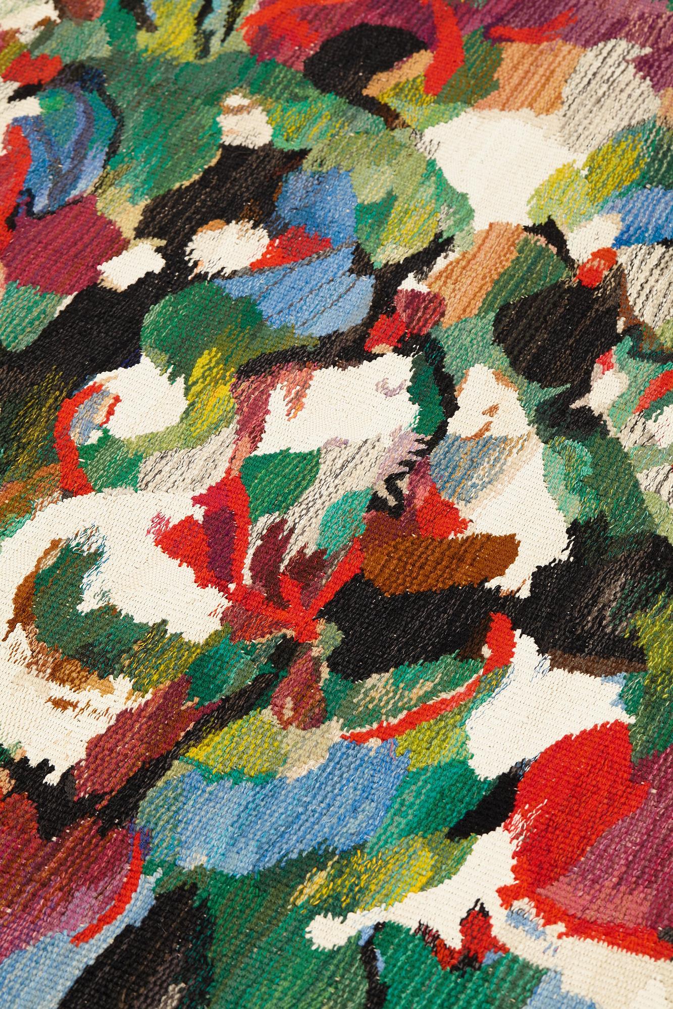 Barbro Sprinchorn, A TAPESTRY, tapestry variant, "Ode till en kronärtskocka",
ca 128-130,5 x 169-170 cm, signed AB MMF BS.