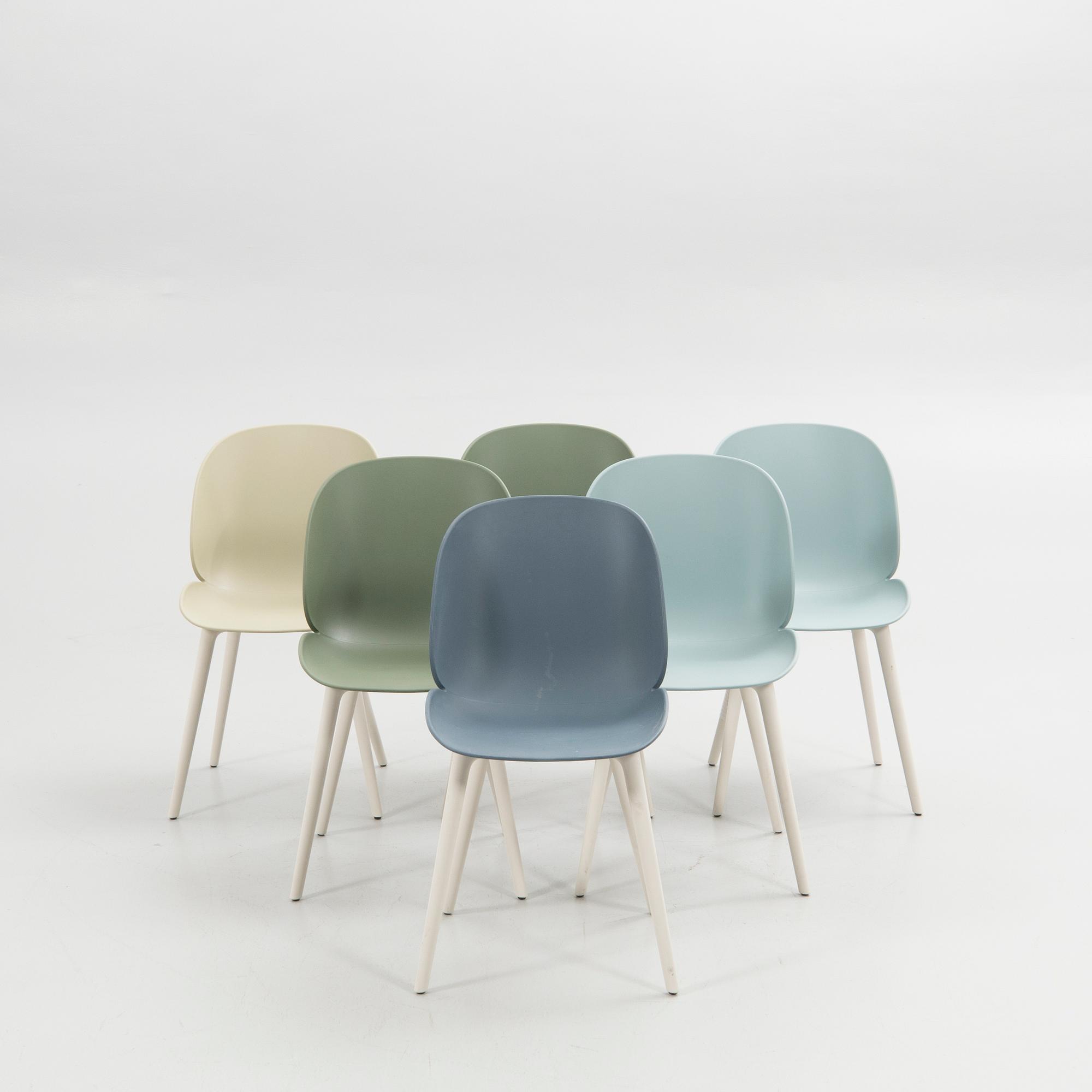 GamFratesi, chairs, 6 pcs, "Beetle Chair", Gubi, Denmark.