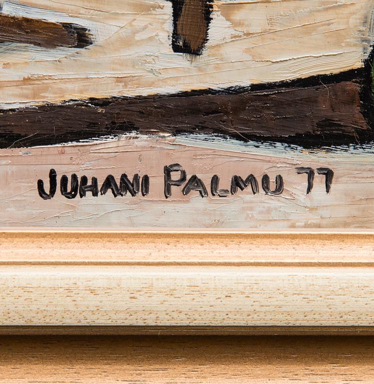 JUHANI PALMU, olja på skiva, signerad och daterad -77.