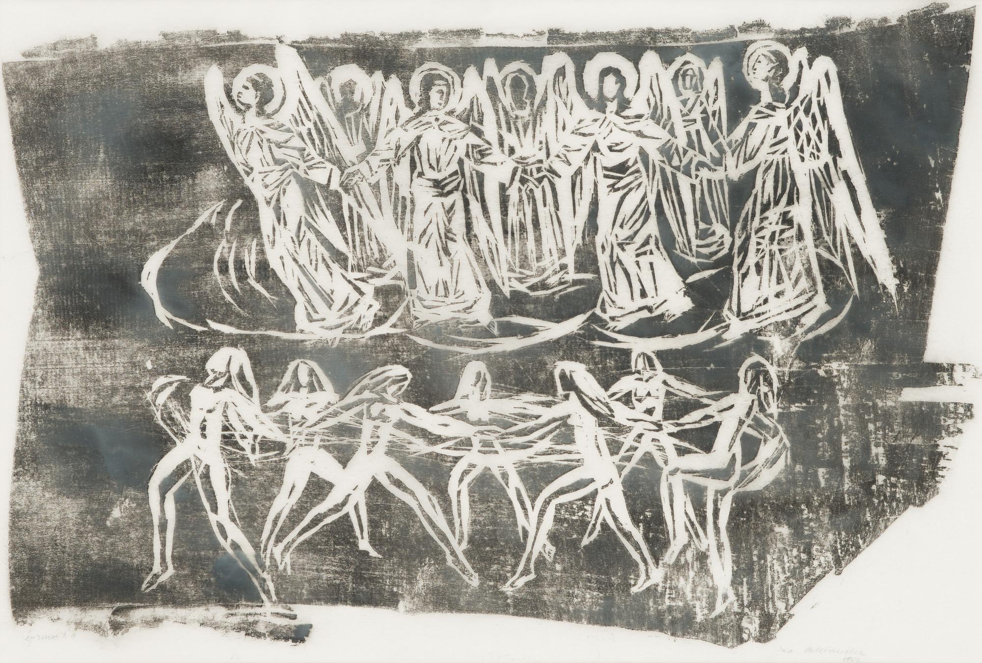 Ina Colliander, träsnitt, signerad och daterad 1950, märkt épreuve d'a.