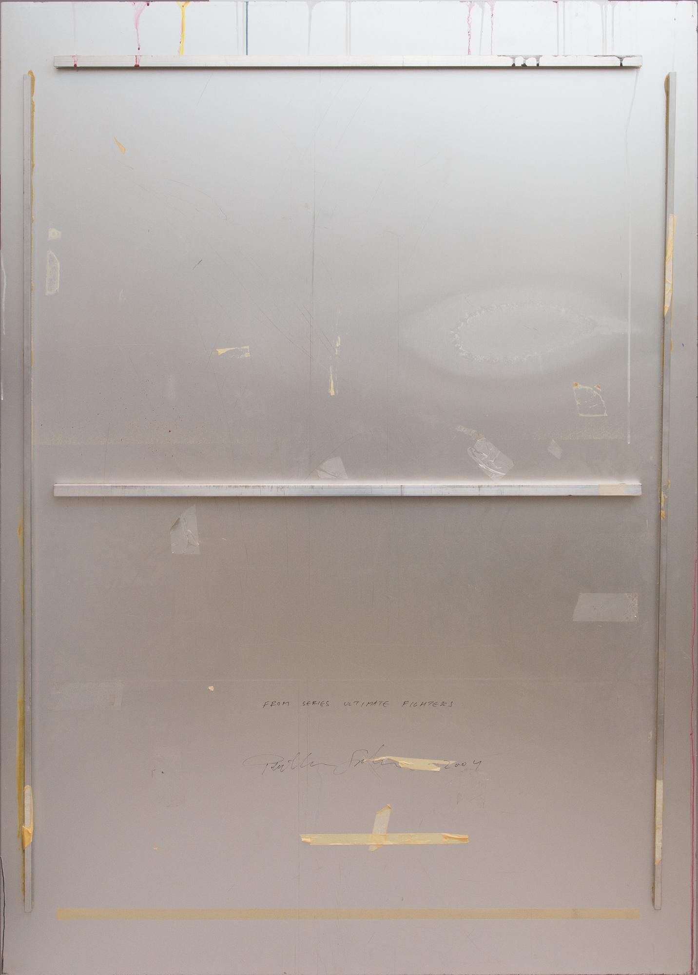 Trama, mixed media and spray paint on board, a tergo signed.