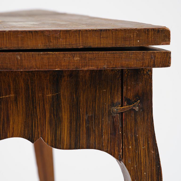 A faux-bois rococo cards table 'à l´hombre', Sweden, later part 18th century.