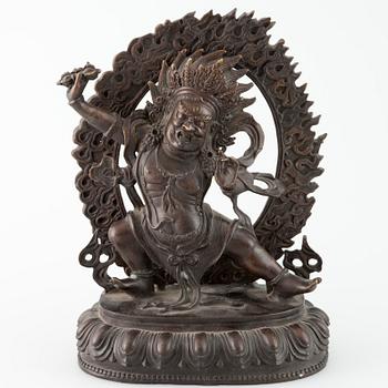 SKULPTUR, "Vajrapani", patinerad mässing, 1900-talets slut.