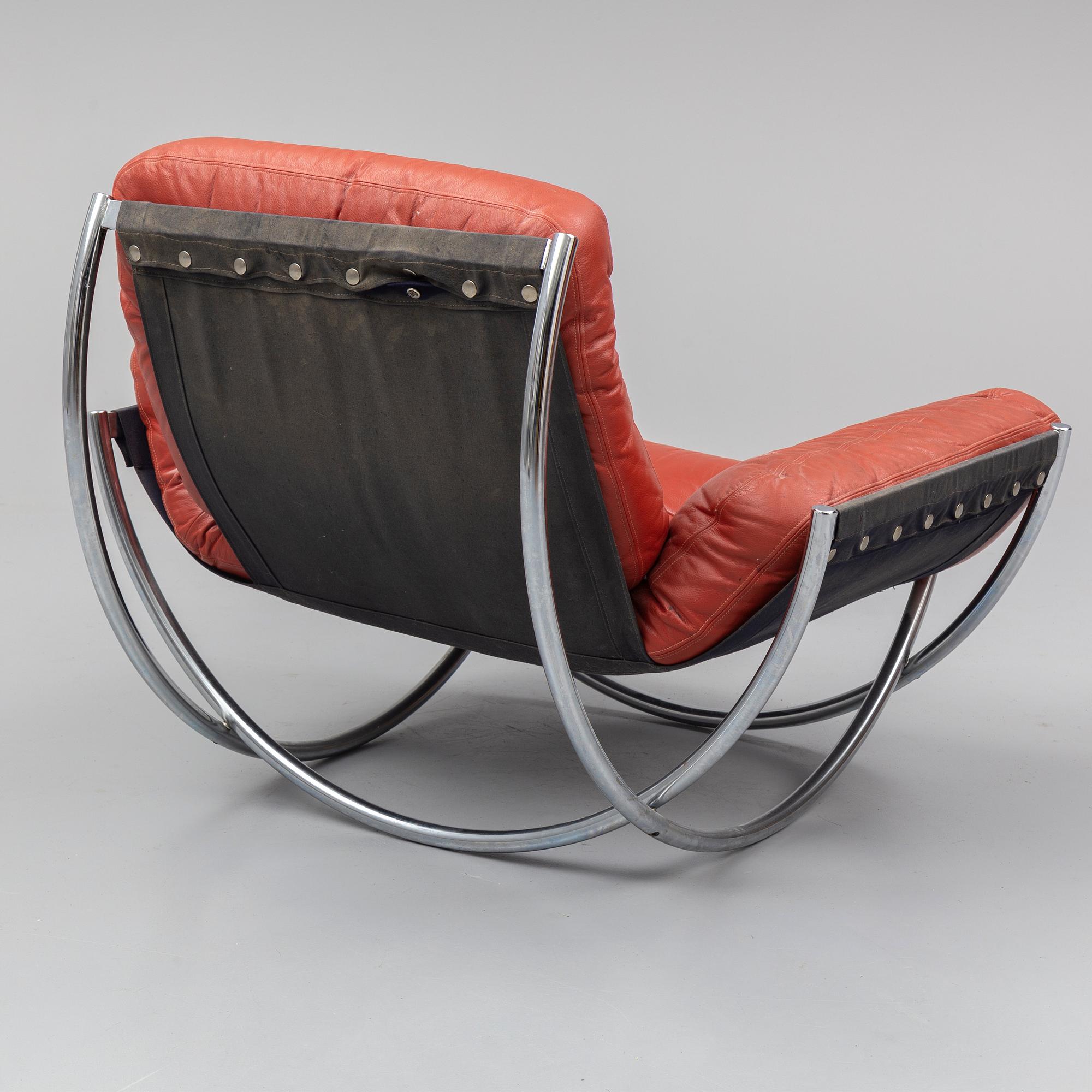 LENNART BENDER, A steel and leather easy chair. Designed in 1967.