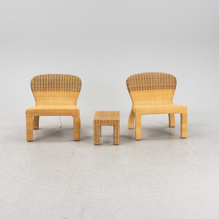 Thomas Sandell, a pair of rattan easy chairs and a table, from the series PS, IKEA 2001.