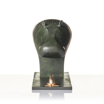 Gunnar Cyrén, a sculpture, "Kan du inte tala?", ed. 5/7, Herman Bergman konstgjuteri, Stockholm & Gävle, 1988.