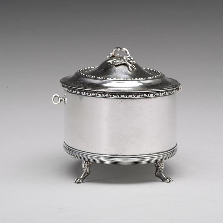 A Swedish 18th century Gustavian silver sugar-casket, mark of Pehr Zethelius, Stockholm 1797.