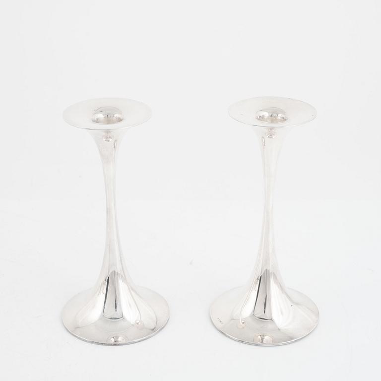 Tapio Wirkkala, a pair of sterling silver candlesticks, 'Trumpetti', Kultakeskus Oy, Hämeenlinna, Finland.