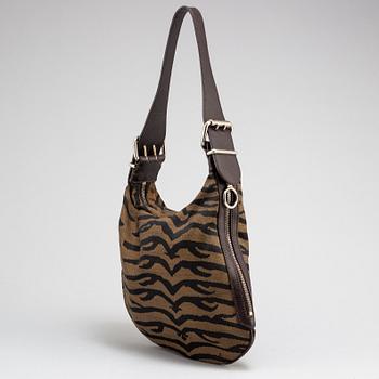 FENDI, Zebra-Printed Jacquard Oyster Bag.