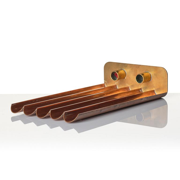 Ivar Ålenius-Björk, a copper and brass wall sconce, Ystad Metall, Sweden, 1939-41.