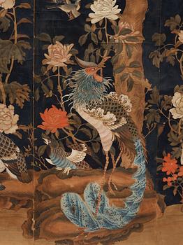 A Chinese wall paper, gouache on paper, Qing dynasty (1644-1912).