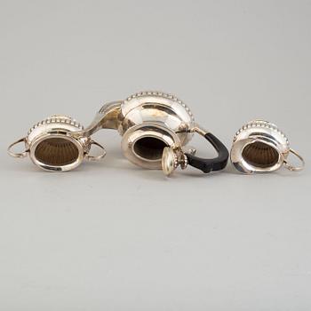 A silver three-piece coffee set, 20th Century.