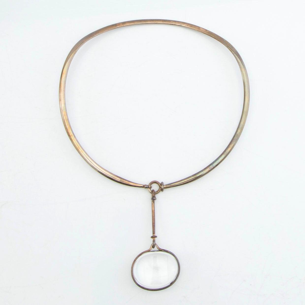 Vivianna Torun Bülow-Hübe, necklace, silver, with two pendants in rock crystal and onyx, by Georg Jensen.