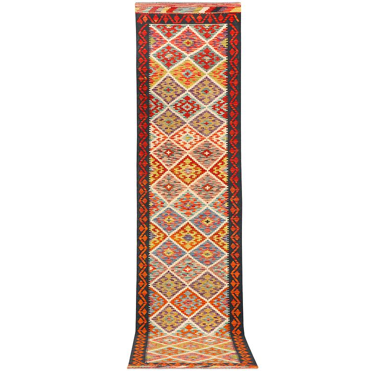Gallerimatta, Kelim, ca. 403 x 82 cm.