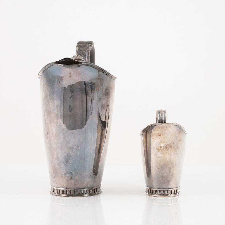 Sven-Arne Gillgren, kaffekanna och gräddskål, silver, GAB.