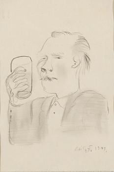 OLLI LYYTIKÄINEN, "SJÄLVPORTRÄTT MED GLAS I HAND", 1973.