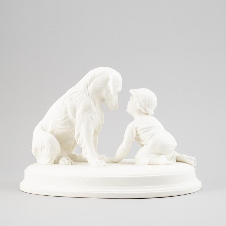 SKULPTUR, parian, stor modell, "Kan du inte tala" Gustavsberg, 1900-tal.