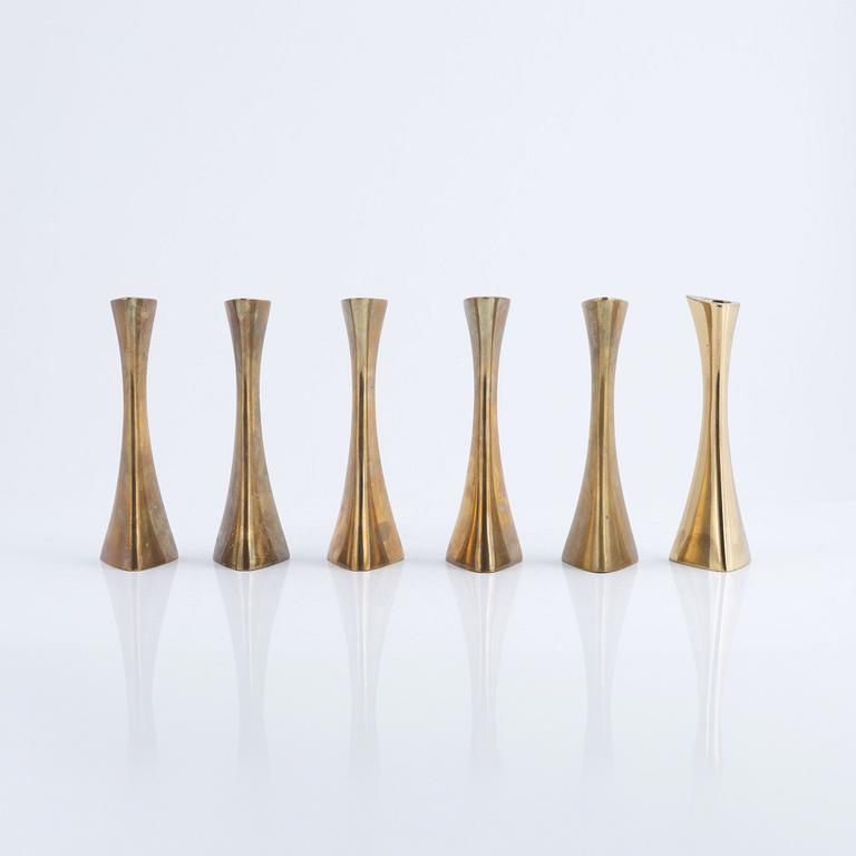 Candlesticks, 6 pcs, brass, Eskilstuna, K-E Ytterberg, BCA Eskilstuna, 1960s.