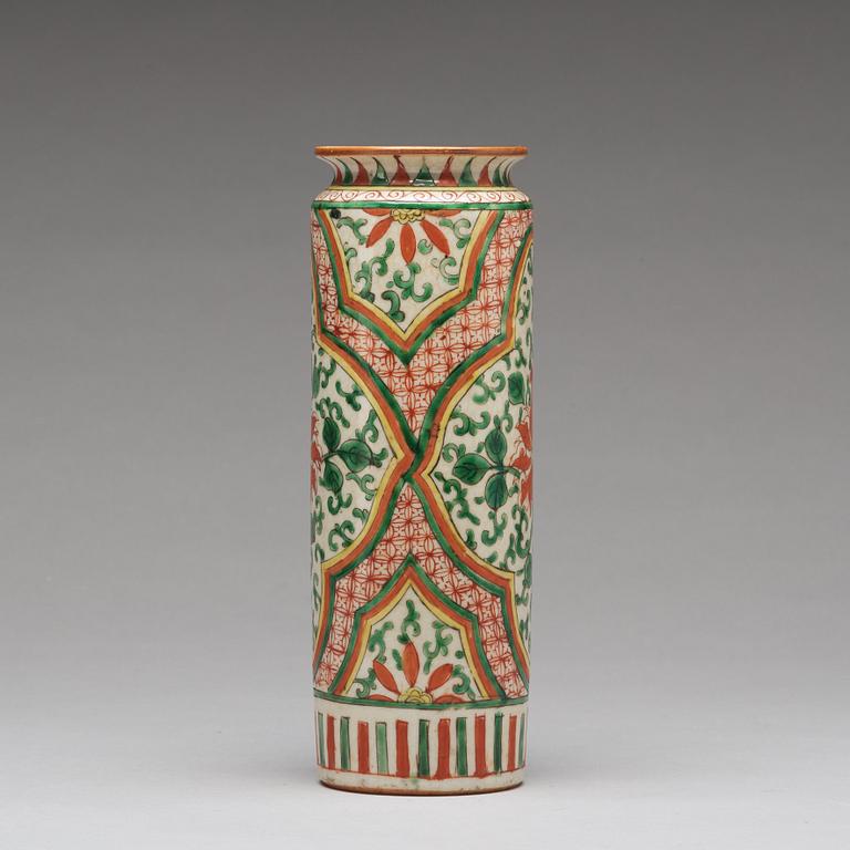 A Transitional wucai vase, 17th Century.