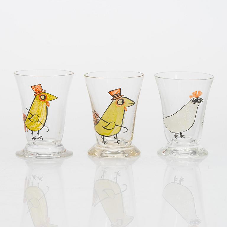 Tapio Wirkkala, a 'Cuban serenade' bottle and schnapps glasses, 6 pcs. Signed T.W. Iittala -47.