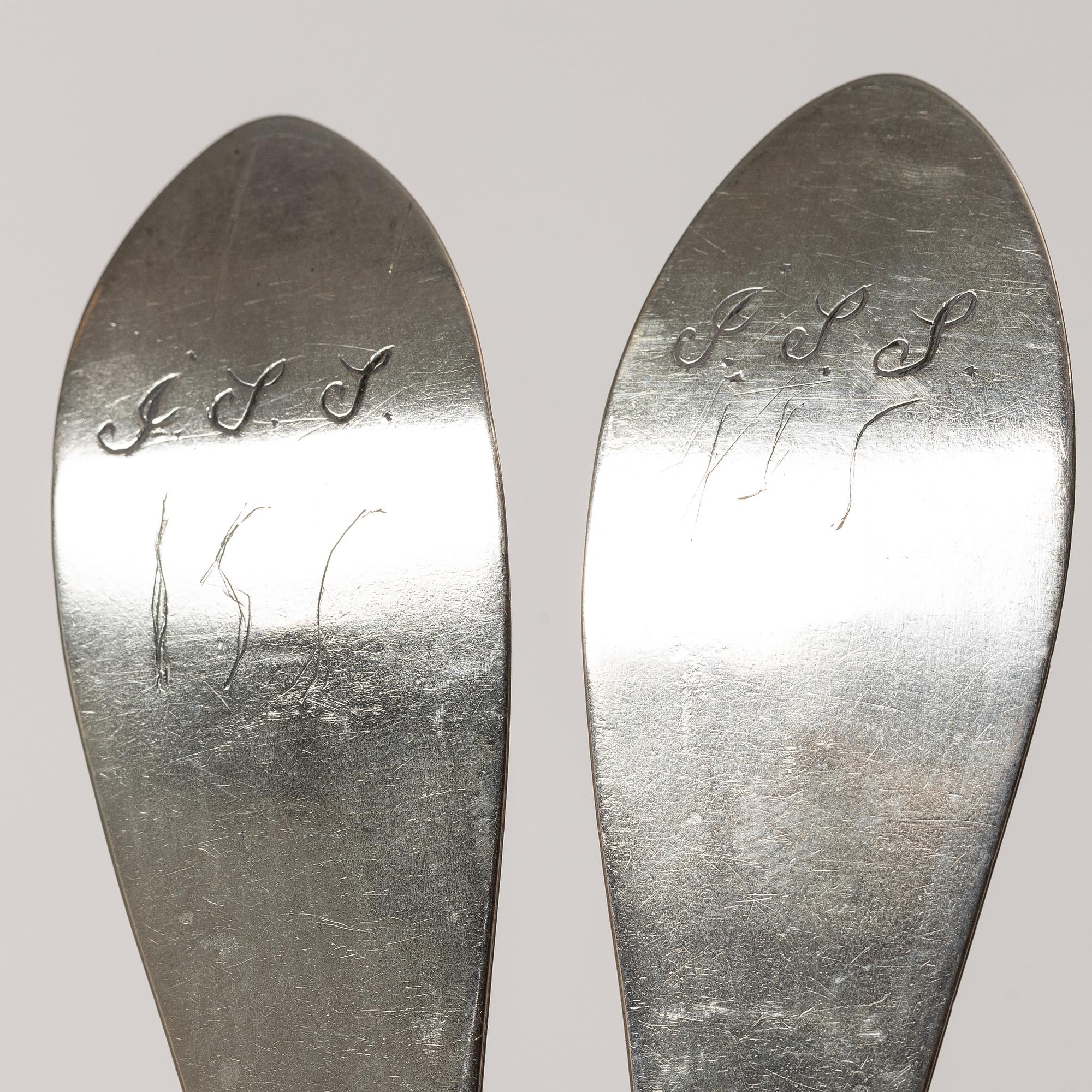 Nine Swedish silver spoons, early 19th century.