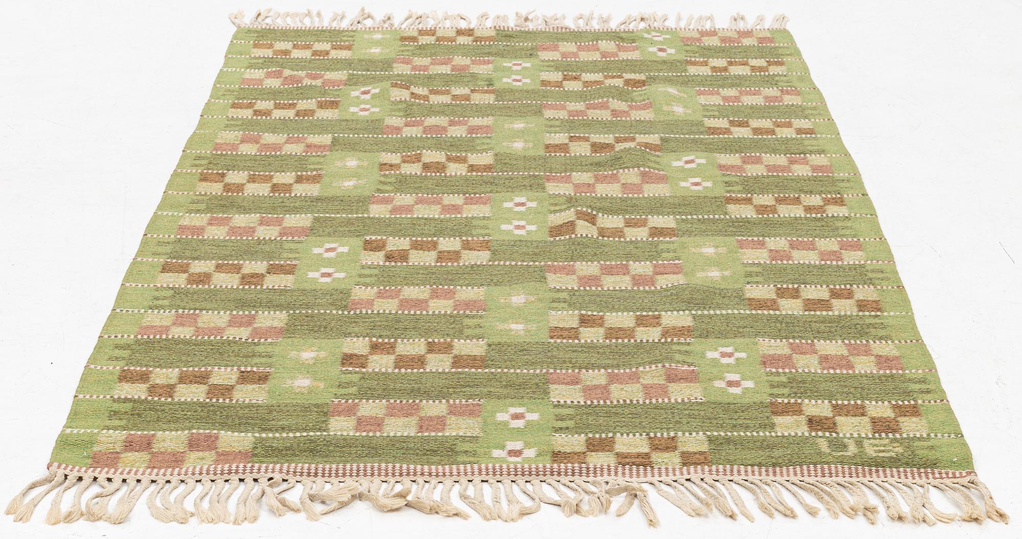 Ulla Brandt, matta, rölakan, sign UB,  1900-talets andra hälft. Ca 205 x 130 cm.