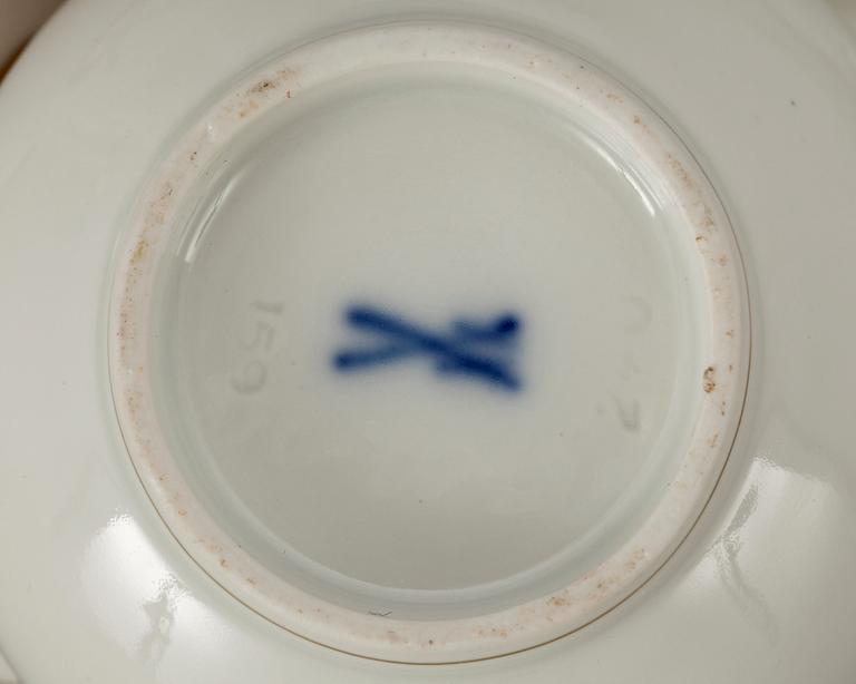 KAFFESERVIS, 3 delar, porslin, Meissen. 1900-tal.