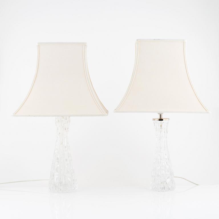 Carl Fagerlund, two glass table lights, Orrefors.