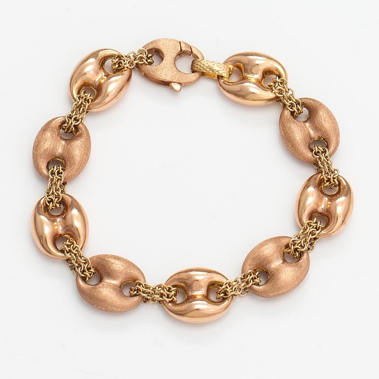 Armband, 14K röd- och gultguld. Italien.