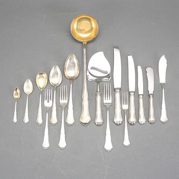 BESTICKSERVIS, 158 st, silver, liknande svenska modellen "Viktoria", Kultakeskus Oy, Tavastehus, 1940. Tot vikt ca 3860g.