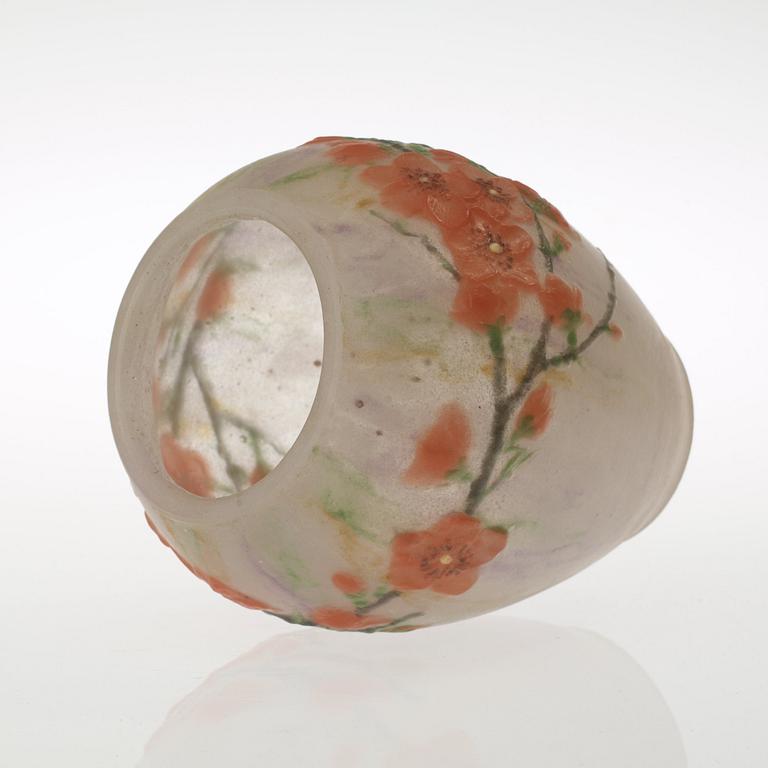 GABRIEL ARGY-ROUSSEAU, vas 'Peach Blossom', pâte de verre, Frankrike ca 1920.