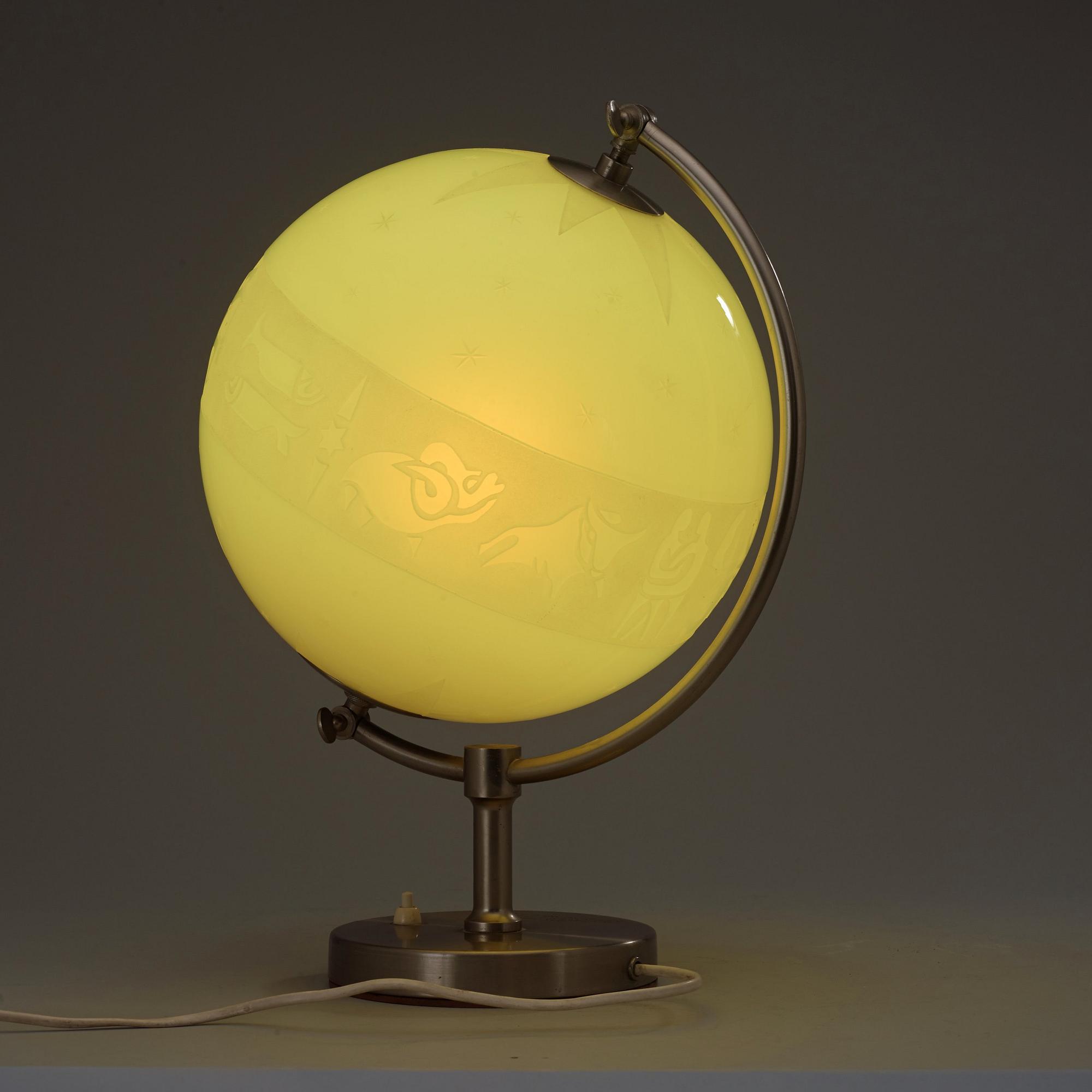 A Flygsfors zodiac globe, Sweden 1950's.