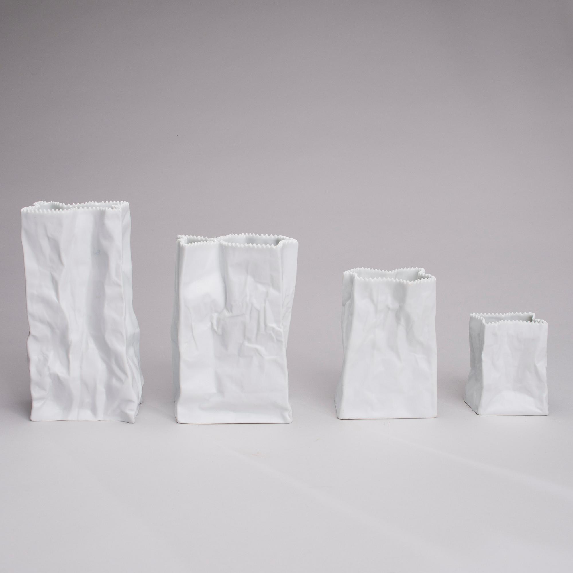 VASER, 4 st, porslin, "Do Not Litter", Tapio Wirkkala, Studio-Linie, Rosenthal.