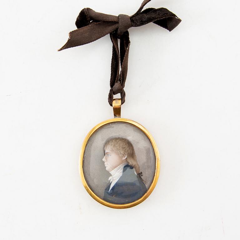 Okänd konstnär omkring 1800, Porträtt av man i profil.
