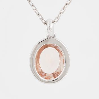 morganite and brilliant-cut diamond necklace.