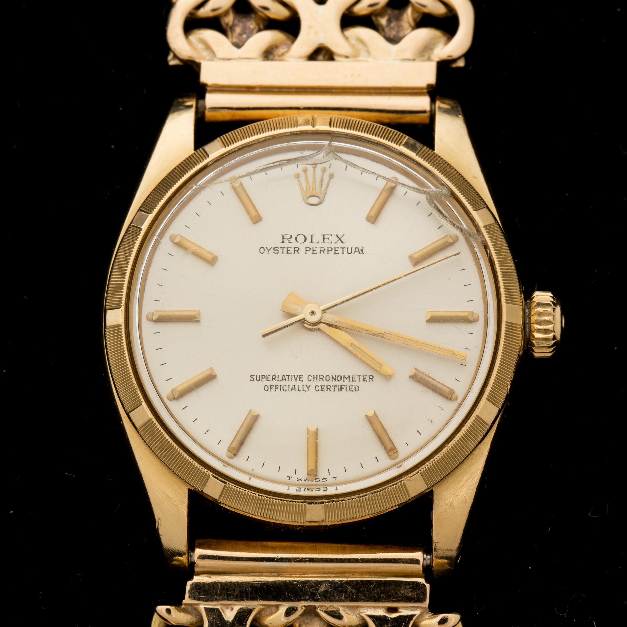 ARMBANDSUR, herr, Rolex Oyster Perpetual, 18 k guld. Vikt inkl urverk ca 120 g.