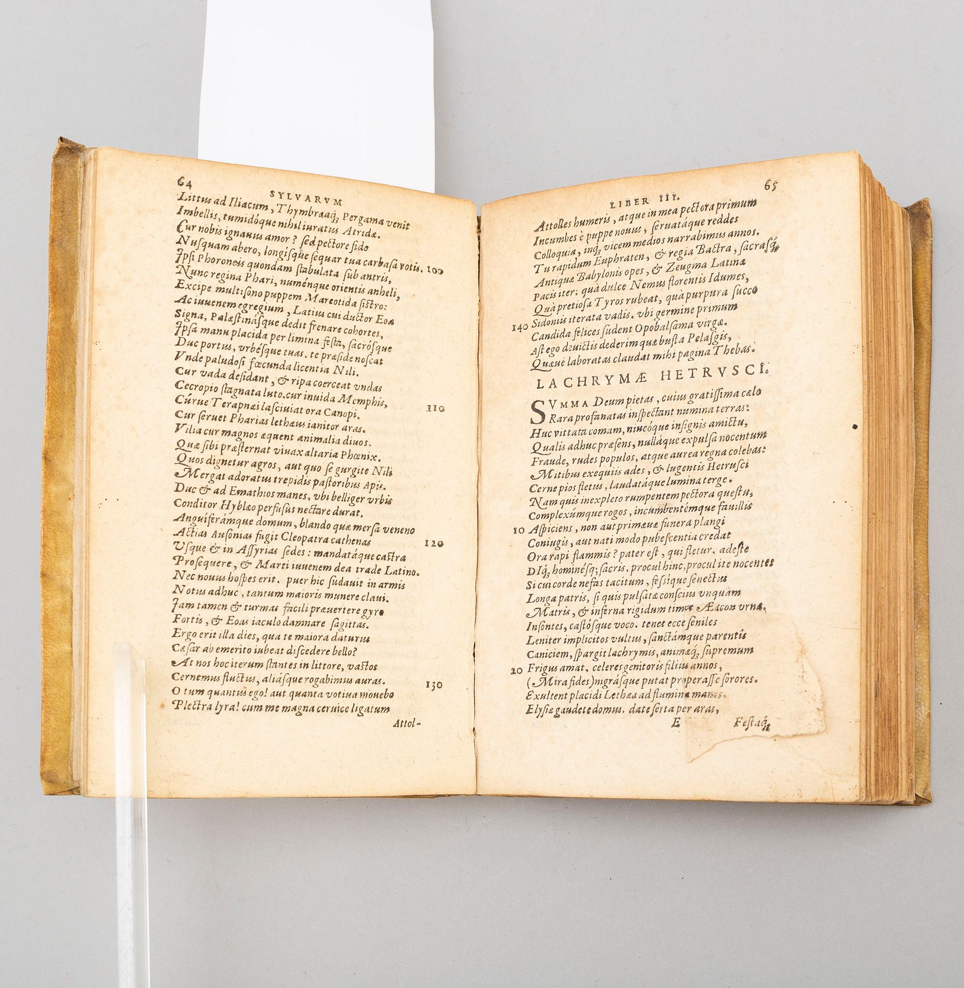 BOOK, The Works of Statius, 1595.