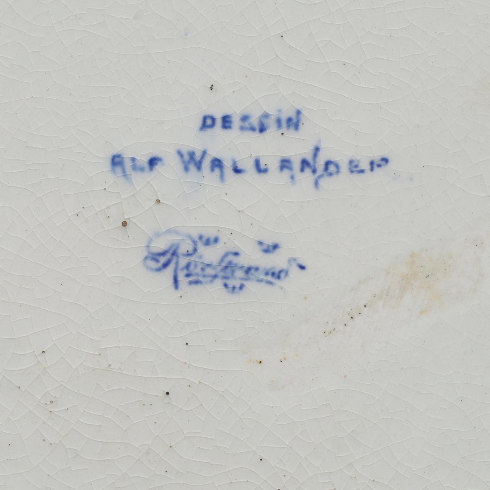 VAS OCH VINKARAFF, flintgods, "Dessin", Alf Wallander, Rörstrand, omkring år 1900.