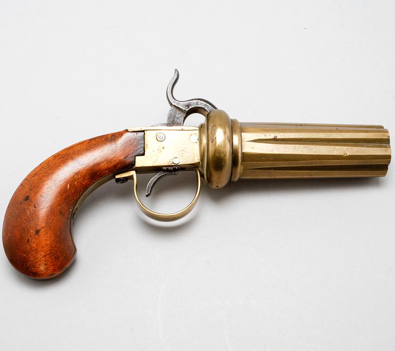 A percussion gun by Anders Gustavsson from Ödesstugu, signed AGS, mid 19th century.