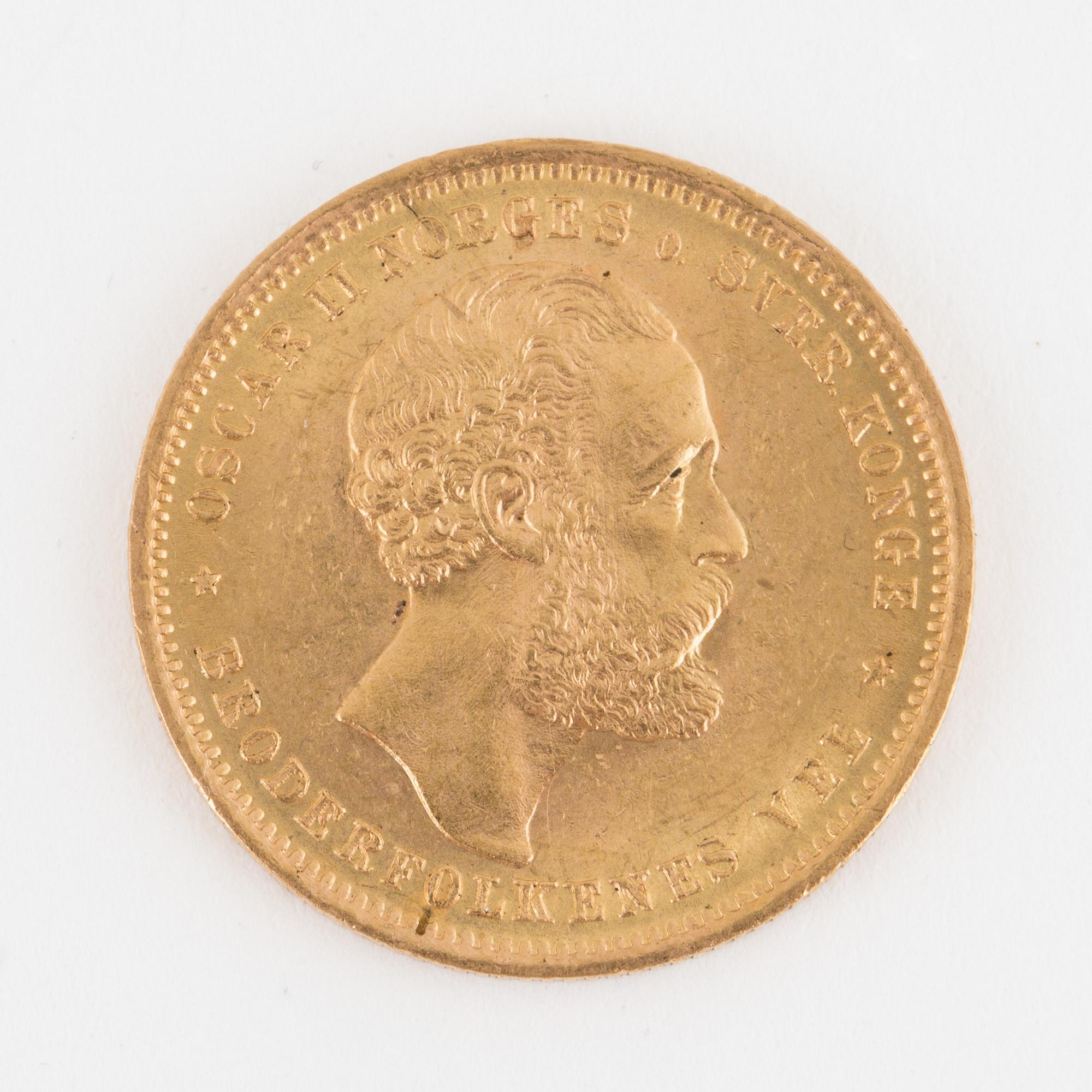 MYNT, guld, 20 kronor, Oscar II, 1902.