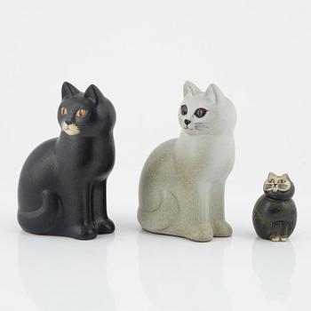 Lisa Larson, a group of three stoneware figurines, Gustavsbergs studio and K-Studion, Gustavsberg.
